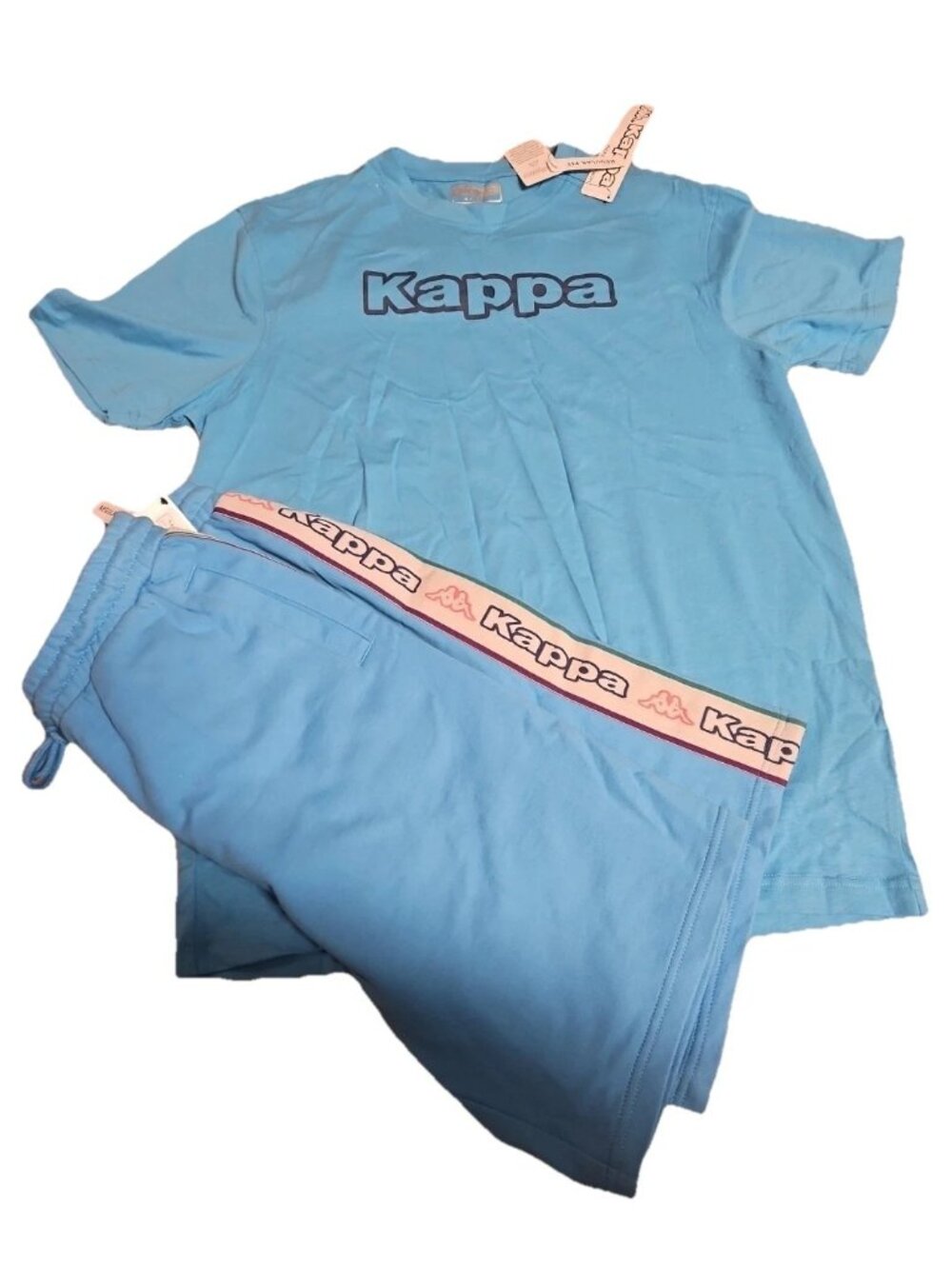 Kappa Logo Men's T-shirt And Short  Tracksuit Set Blue Size LARGE